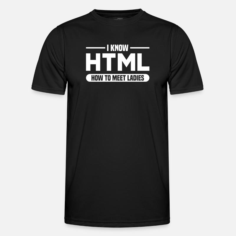 HTML Humor Code Programmierer Spruch - Männer Funktions-T-Shirt - Schwarz