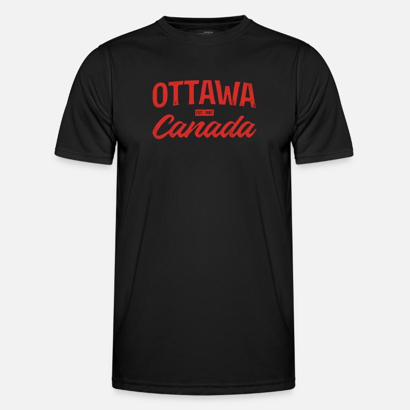 Ottawa Kanada Retro Script Rot - Männer Funktions-T-Shirt - Schwarz