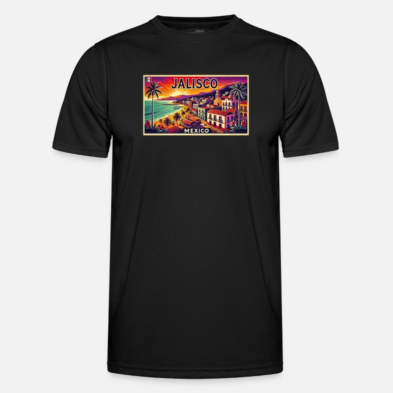 Jalisco Mexico beach palm design - Men's Functional T-Shirt - black