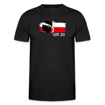 GR 20 randonnée corse trek rando - T-shirt sport Homme - noir - Devant - AI Model Male 178 dark (178cm)