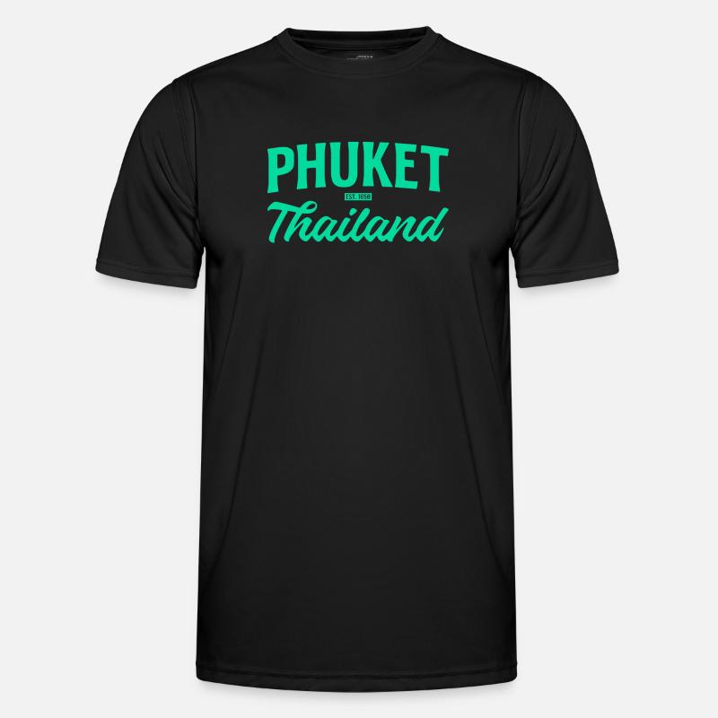 Phuket Thailand Teal Script - Men's Functional T-Shirt - black
