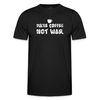 UMake Coffee Not War Funny Coffee Design - Men's Functional T-Shirt - black - Front - AI Model Male 178 dark (178cm)