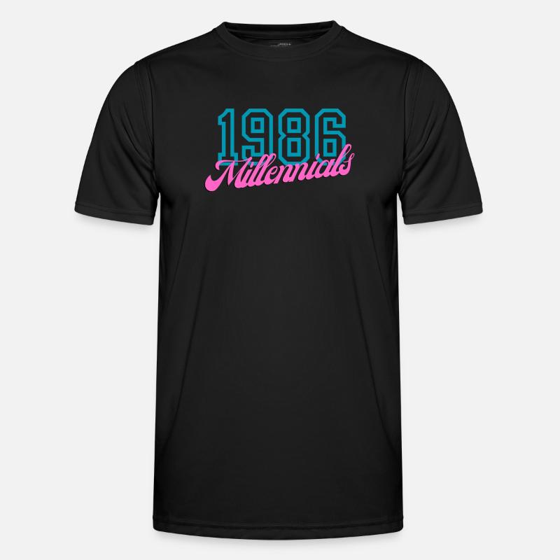 1986 Millennials Retro Numeric Design Men's Functional T-Shirt