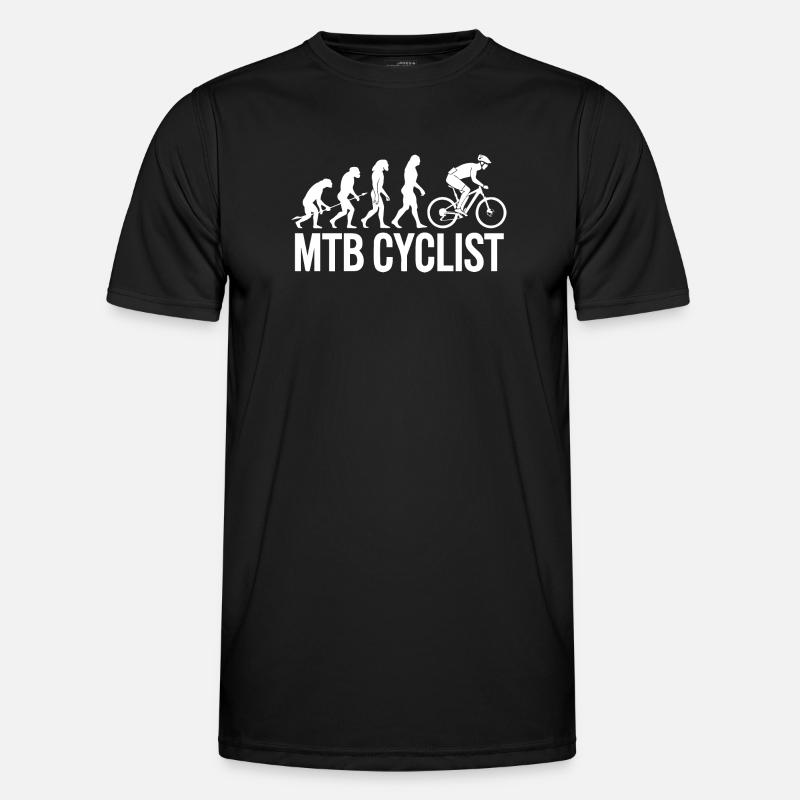 Evolution einer MTB-Radfahrer-Silhouette - Männer Funktions-T-Shirt - Schwarz