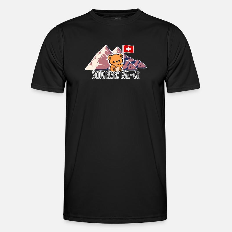 Schweizer Berge äh Bär-ge! putziger Schweizer Bär - Männer Funktions-T-Shirt - Schwarz