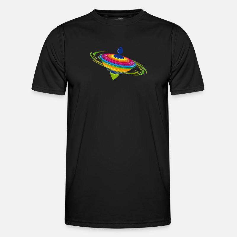 farbenfroher rotierender Kreisel - Männer Funktions-T-Shirt - Schwarz