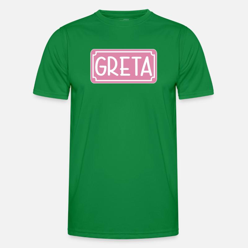 NAMENSGESCHENK MÄDCHEN GRETA SCHILD Männer Funktions-T-Shirt
