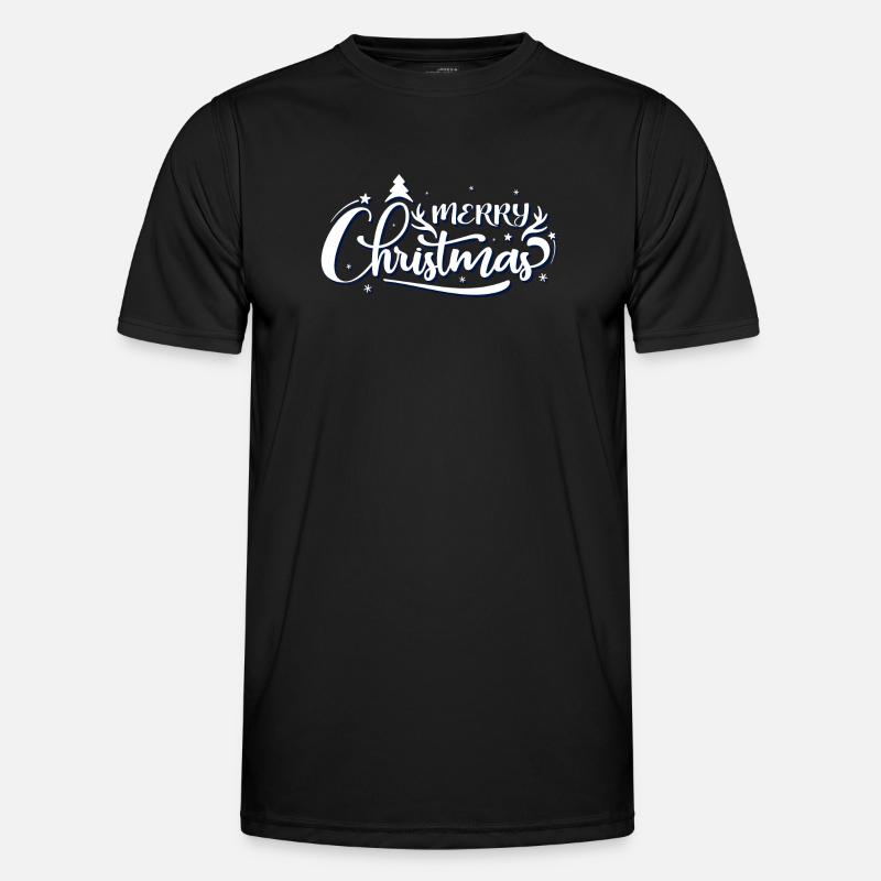 Ornate Merry Christmas Script - Men's Functional T-Shirt - black
