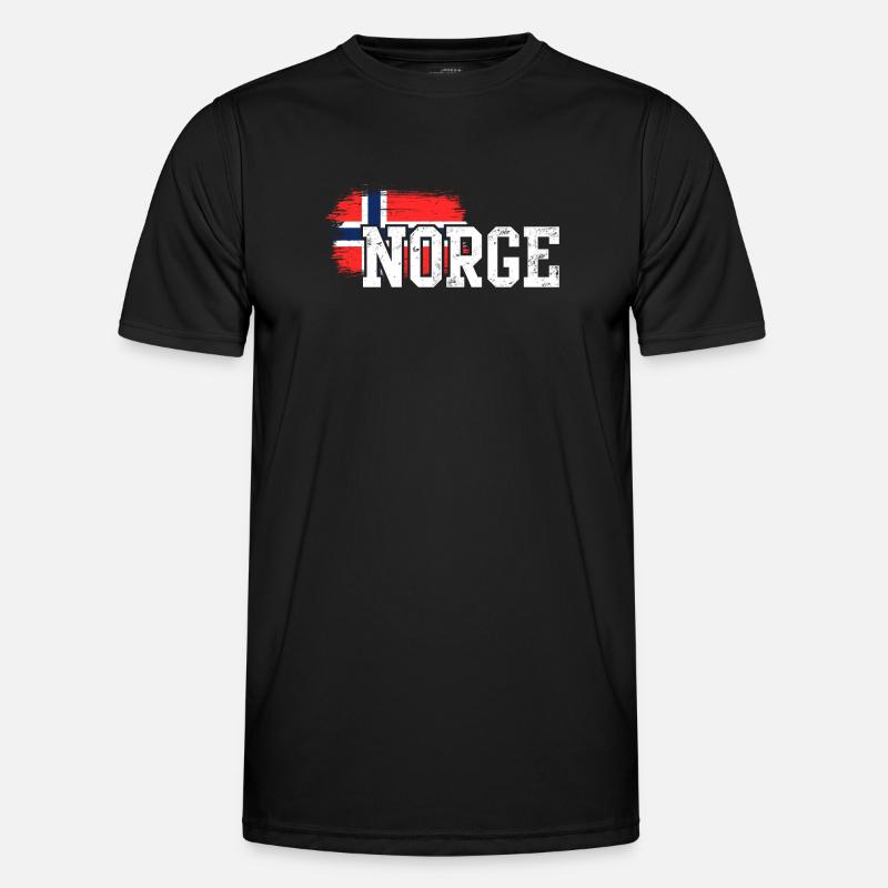 Norge Flag Splash Bold - Männer Funktions-T-Shirt - Schwarz