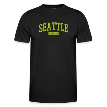Lettrage Seattle Washington - T-shirt sport Homme - noir - Devant - AI Model Male 178 dark (178cm)