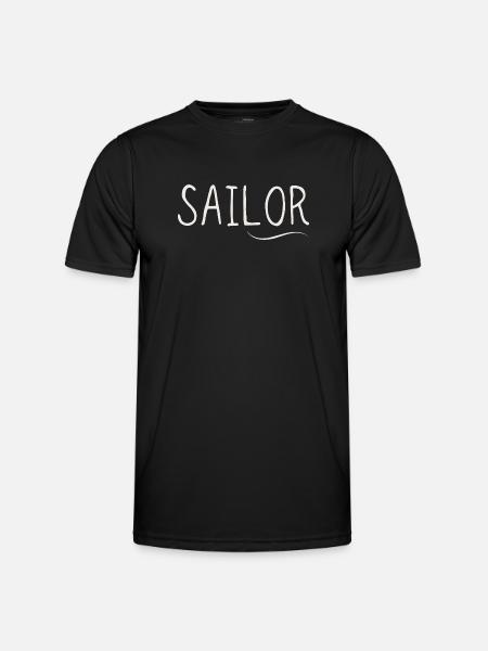 Sailor Sail Motif Lettering - Men's Functional T-Shirt - black