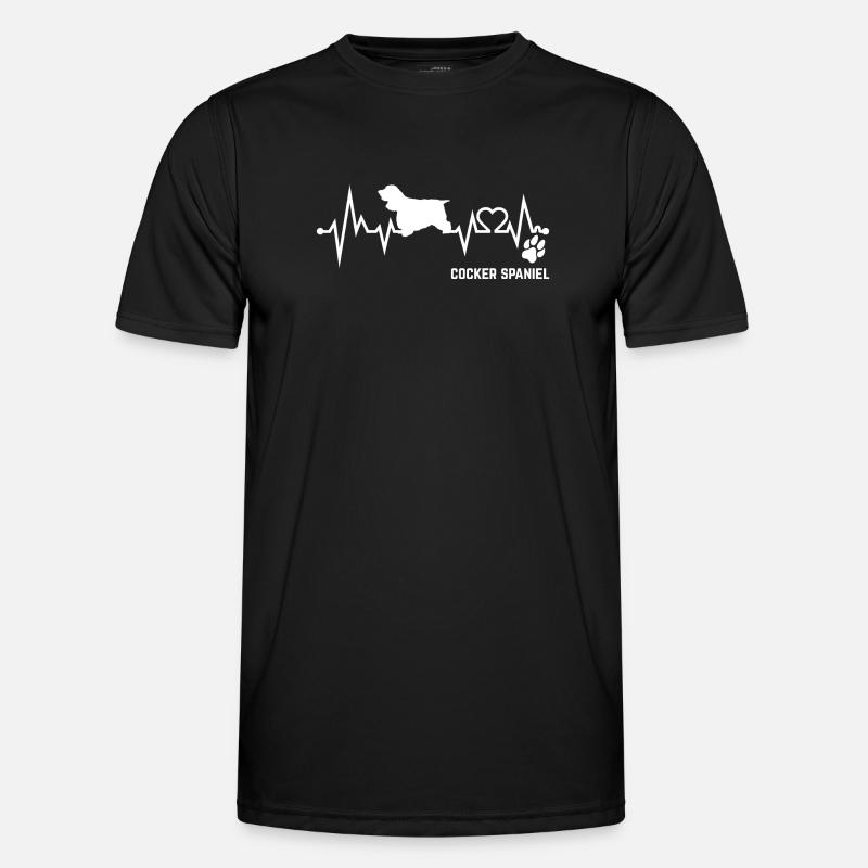 Cocker Spaniel Heartbeat Pulse ECG Dog Gift - Men's Functional T-Shirt - black