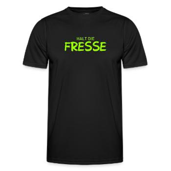Halt die Fresse - Cooler Spruch - Männer Funktions-T-Shirt - Schwarz - Vorne - AI Model Male 178 dark (178cm)