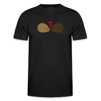 tiermotive valentinstag, Süßes Igelpaar - Männer Funktions-T-Shirt - Schwarz - Vorne - AI Model Male 178 dark (178cm)