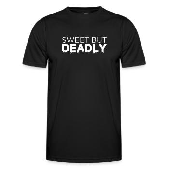Une typographie douce mais mortelle - T-shirt sport Homme - noir - Devant - AI Model Male 178 dark (178cm)