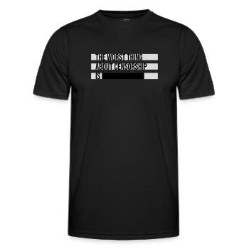 Le pire dans la censure, c’est l’ironie amusante - T-shirt sport Homme - noir - Devant - AI Model Male 178 dark (178cm)