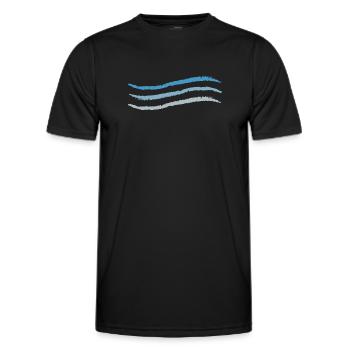 3 dirty lines blue to grey wave - Men's Functional T-Shirt - black - Front - AI Model Male 178 dark (178cm)