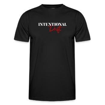 Conception typographique minimale intentionnelle à dérive - T-shirt sport Homme - noir - Devant - AI Model Male 178 dark (178cm)