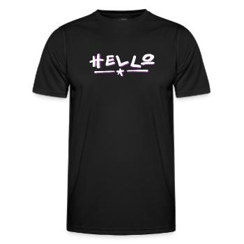 Hello lettering with color gradient - Men's Functional T-Shirt - black - Front - AI Model Male 178 dark (178cm)