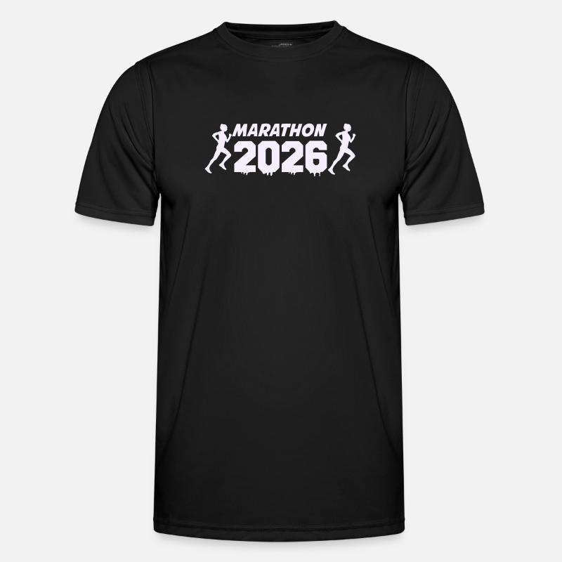 Marathon 2026 Runner Silhouette Design - Men's Functional T-Shirt - black