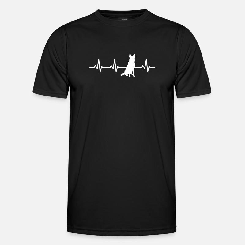 German Shepherd ECG Heartline - Men's Functional T-Shirt - black