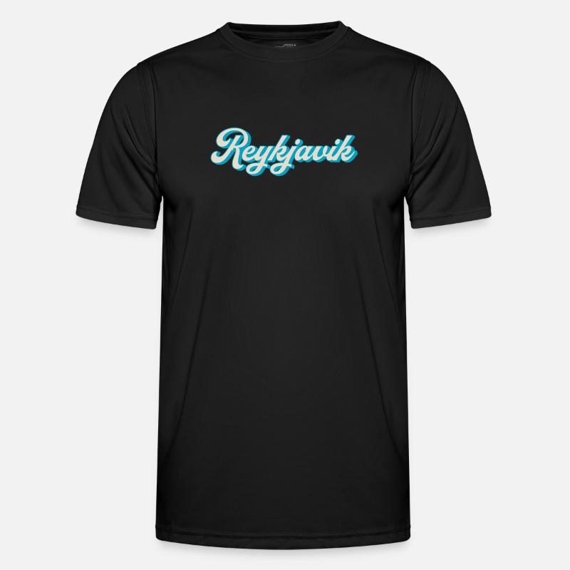 Reykjavik Neon Script Männer Funktions-T-Shirt