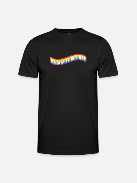 Faites l’amour, pas la guerre | Drapeau arc-en-ciel - T-shirt sport Homme - noir