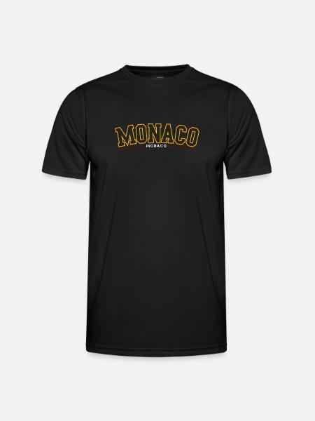 Monaco Retro Racing Abzeichen - Männer Funktions-T-Shirt - Schwarz