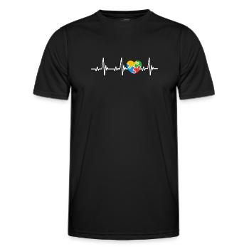 Sensibilisation à l’autisme Battements de cœur - T-shirt sport Homme - noir - Devant - AI Model Male 178 dark (178cm)