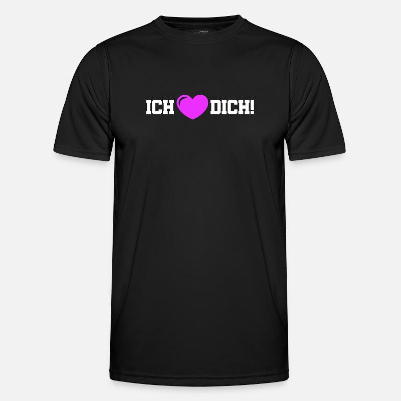 Ich Liebe Dich Herz - Männer Funktions-T-Shirt - Schwarz