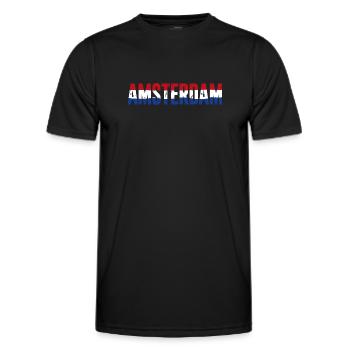 Amsterdam Flagge Niederlande Vintage - Männer Funktions-T-Shirt - Schwarz - Vorne - AI Model Male 178 dark (178cm)