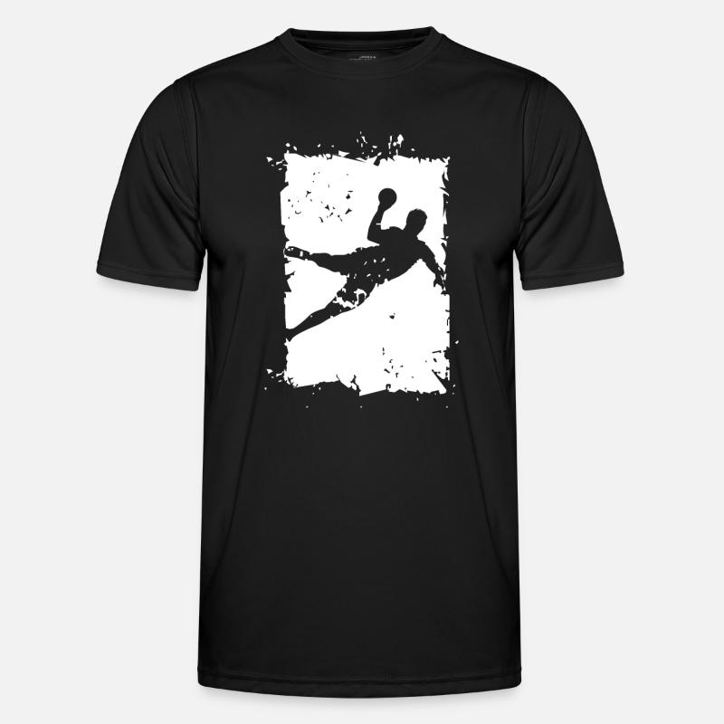Handball Throw Explosion Destruction Illustration - Men's Functional T-Shirt - black