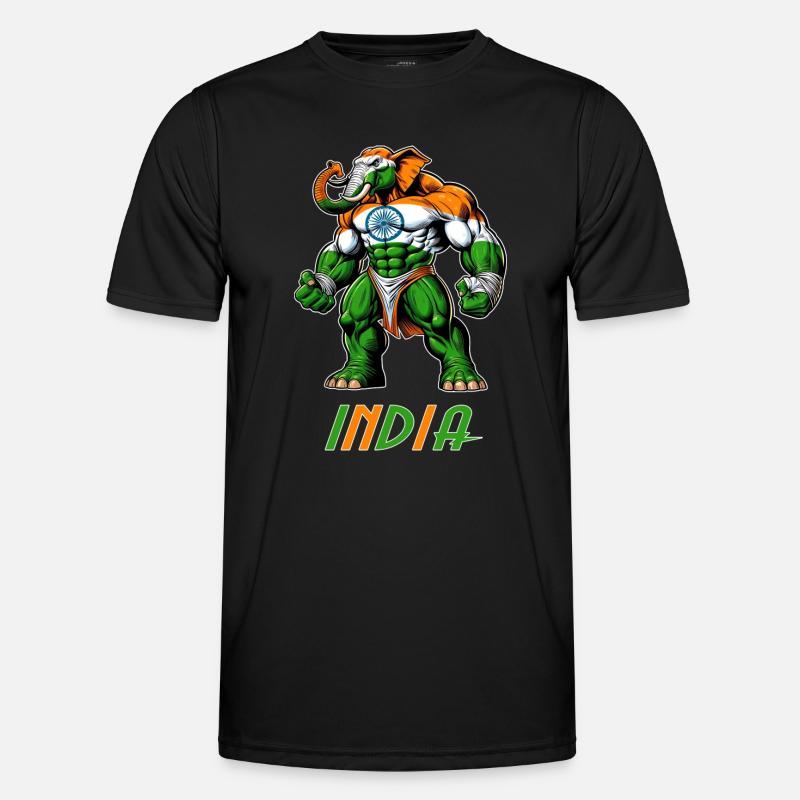 India elephant flag design - Men's Functional T-Shirt - black
