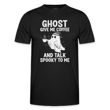 Motif humoristique et effrayant avec un café fantôme - T-shirt sport Homme - noir - Devant - AI Model Male 178 dark (178cm)