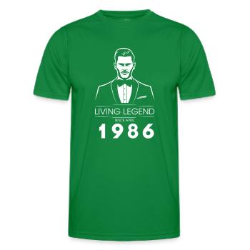 40th Birthday Living Legend (GENT) since 04/1986 - Men's Functional T-Shirt - kelly green - Front - AI Model Male 178 dark (178cm)