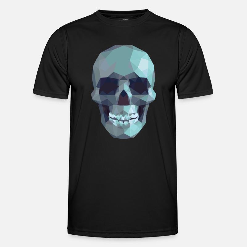 Low Poly Blue Skull – Geometrisch-Gotik-Stil - Männer Funktions-T-Shirt - Schwarz