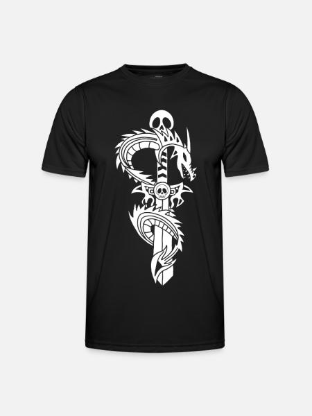 Le dragon blanc et l'épée - T-shirt sport Homme - noir