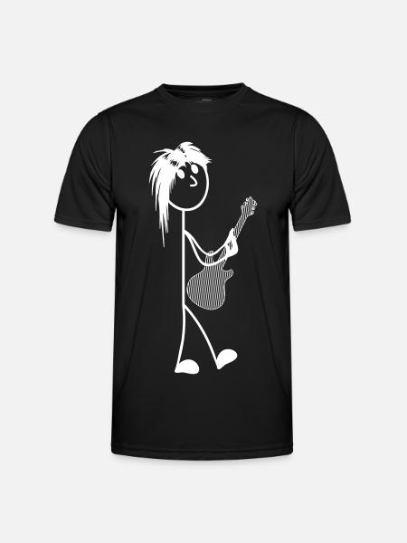 Stick figure with guitar - Men's Functional T-Shirt - black
