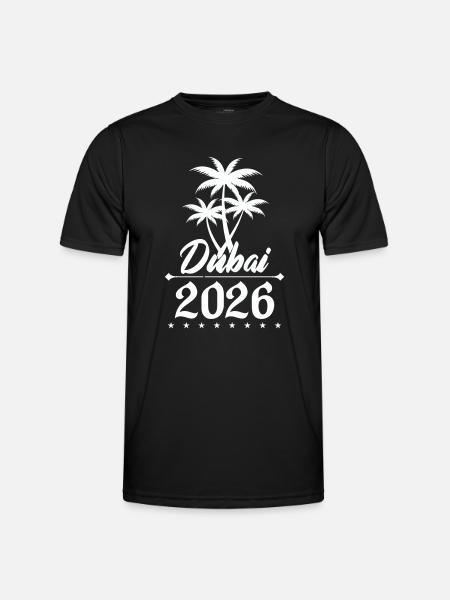 Dubai 2026 Palmen Emblem - Männer Funktions-T-Shirt - Schwarz