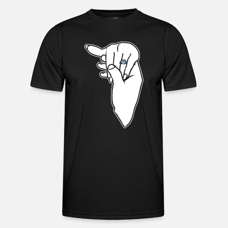 Verlobungs-Ehering-Hand - Männer Funktions-T-Shirt - Schwarz