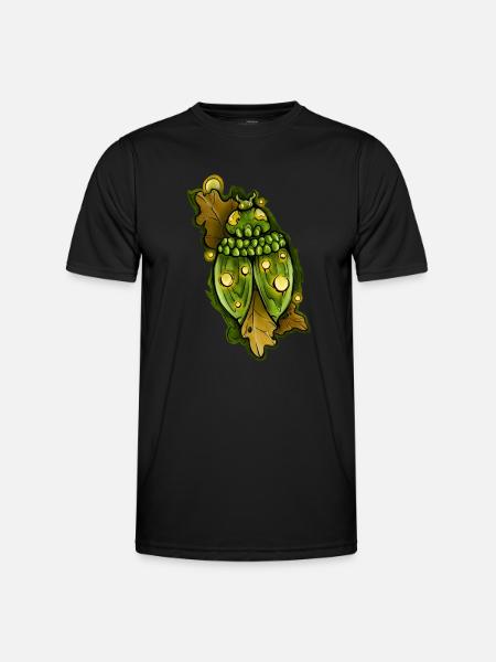Green ladybug with leaf accents - Men's Functional T-Shirt - black