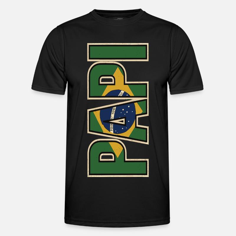 PAPI Brasil – Retro Style mit Flaggen - Männer Funktions-T-Shirt - Schwarz