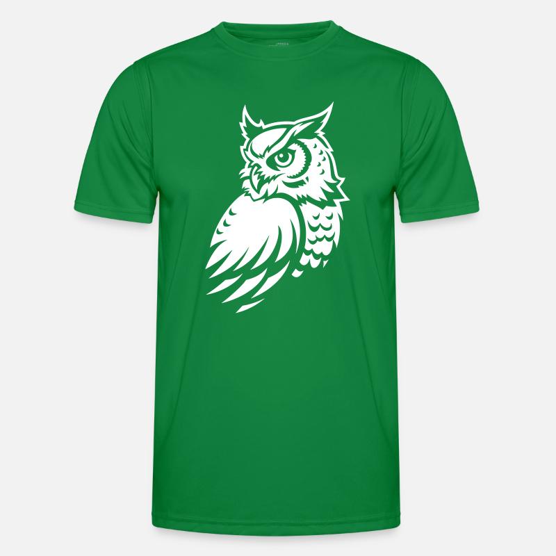 Wachsame Eule – Tattoo Silhouette Männer Funktions-T-Shirt