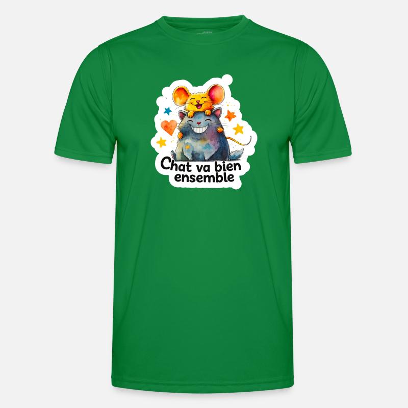 Chat et Souris Heureux Ensemble T-shirt sport Homme