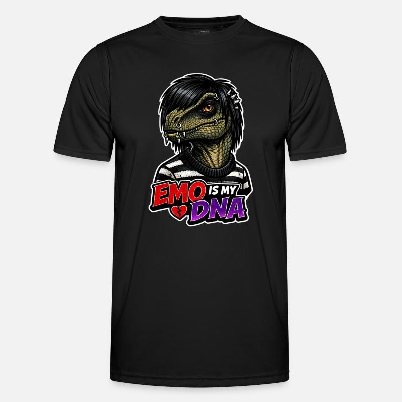 Emo Dinosaur, Sad Dino, Emotional - Men's Functional T-Shirt - black
