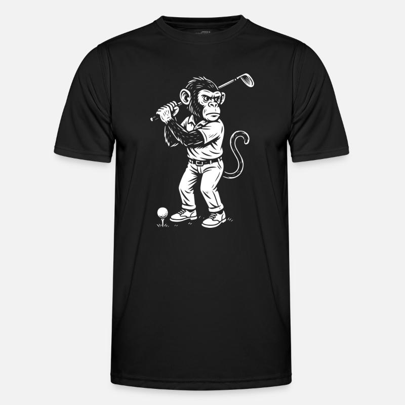 Chimp playing golf gift - Men's Functional T-Shirt - black