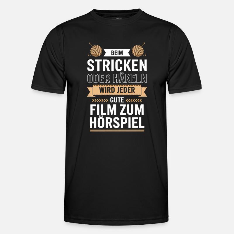 Stricken oder Häkeln Hörspielzauber - Männer Funktions-T-Shirt - Schwarz