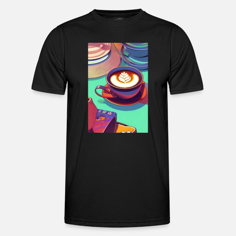 Kaffee, Kaffeebohnen - Männer Funktions-T-Shirt - Schwarz