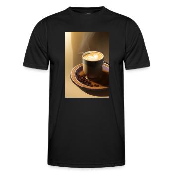Café, grains de café - T-shirt sport Homme - noir - Devant - AI Model Male 178 dark (178cm)