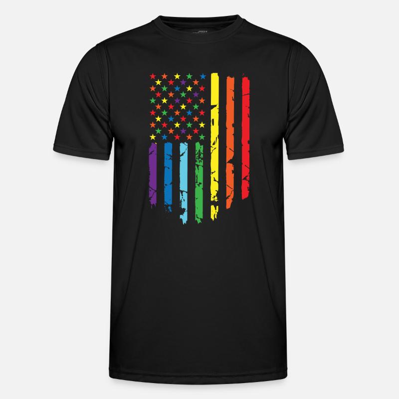 Rainbow flag with star pattern - Men's Functional T-Shirt - black